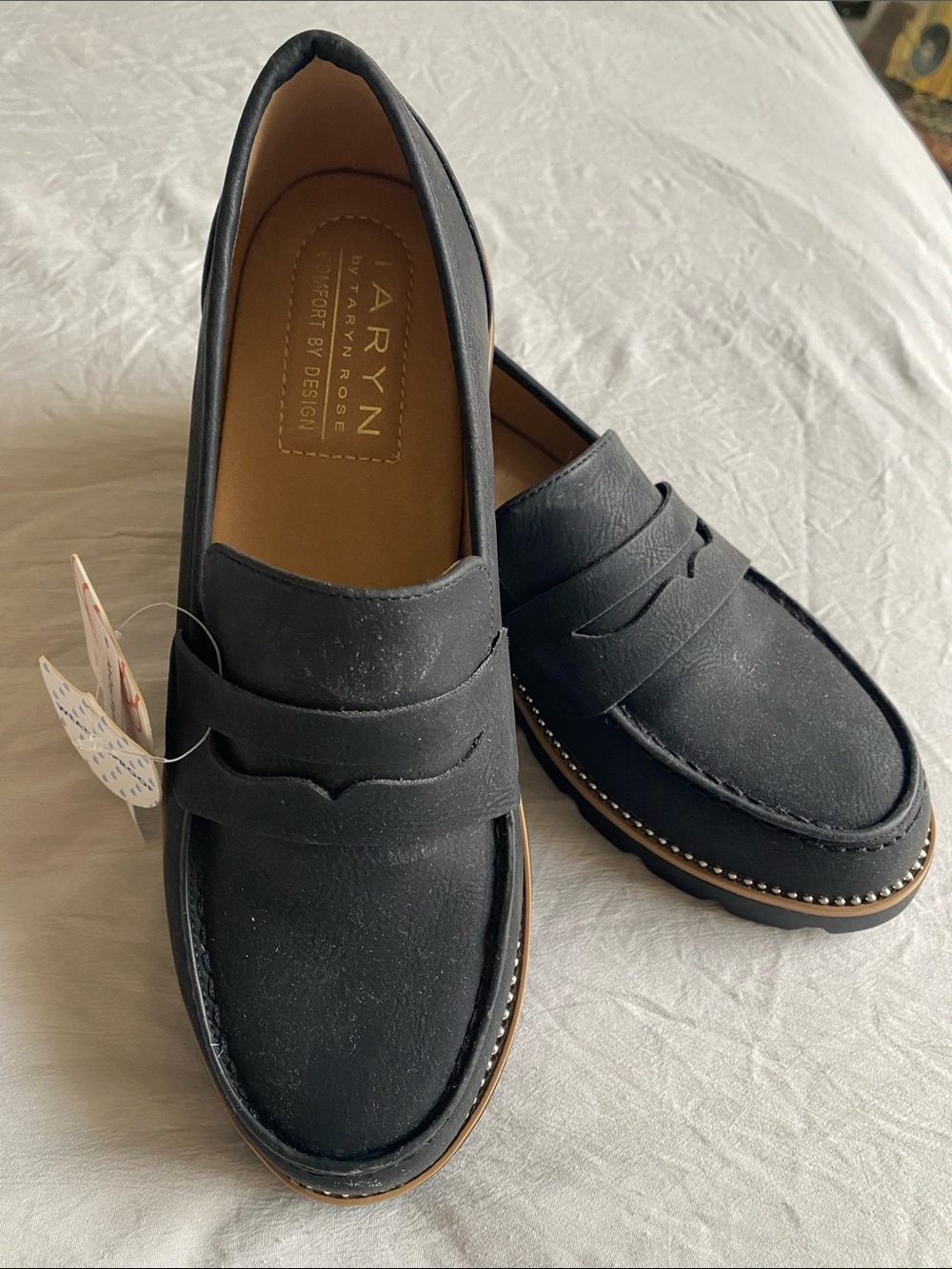 Taryn Rose Black Penny Loafers for Women